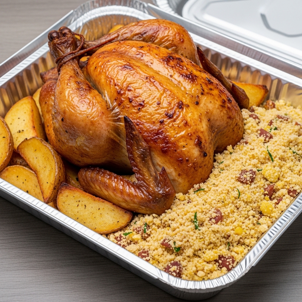 Frango Assado crocante com tempero caseiro